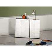 Scarpiera moderna bianca lucida, 4 ante 1 cassetto, prof. 34 cm.