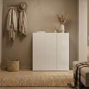 Scarpiera bassa 3 ante, 95x116x35 h cm, Bianco lucido