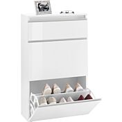 Scarpiera 3 ribalte doppia profondità in finitura Bianco laccato lucido