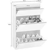 Scarpiera 3 ribalte doppia profondità in finitura Bianco laccato lucido