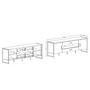 Porta TV grande finitura legno invecchiato e metallo nero