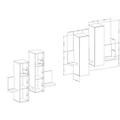 Modulo porta oggetti nero opaco, formato da una mensola e 2 pensili verticali