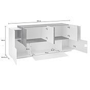Conveniente Credenza finitura Bianca, 6 ante e 1 ribalta, Made in Italy