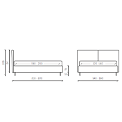 Letto matrimoniale Wezwen con contenitore in finitura grigio perla ed antracite