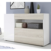Madia economica colore rovere samoa e bianco lucido