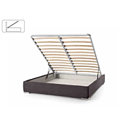Letto matrimoniale Metiz con contenitore, finitura Grigio seta e Olmo Natura