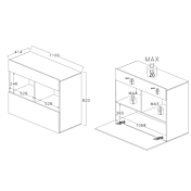 Madia moderna, 1 anta ribalta 1 cassetto, finitura Bianco laccato lucido e Beton