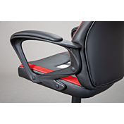 Poltrona da gaming di colore nero, rosso e bianco