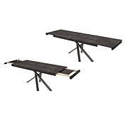 Tavolo moderno allungabile Kris con gambe intrecciate  in finitura Stone Grey e Grigio nero opaco