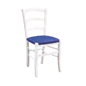 Sedia in finitura laccato bianco con fondino blu