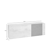 Scarpiera singola, design orizzontale e moderno, finitura Bianco Lucido e Ardesia