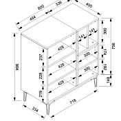 Credenza Madia moderna Glesborg con 2 ante e un vano a giorno in finitura Rovere e Nero carbone