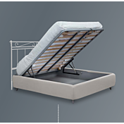 Letto ferro battuto con contenitore Zamak, Bianco satinato