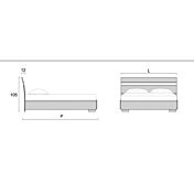 Letto matrimoniale King size, 180x200, noce moro con inserto grigio seta 