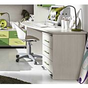 Scrivania con sagomatura sinistra, colore Kiri, con cassettiera indipendente, Made in Italy