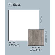 Tavolino 1 cassetto,  bianco laccato e rovere adamello, made in Italy