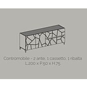 Madia 2 ante, 1 cassetto, 1 ribalta,  con dettagli geometrici