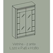 Vetrina 2 ante, rovere wellington e bianco lucido, made in Italy