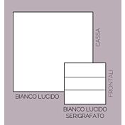 Porta TV con due ante e un cassetto, in finitura Bianco lucido, con piedini