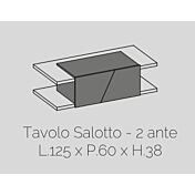 Tavolino da salotto con 2 ante, bianco lucido e grigio, made in Italy