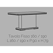 Tavolo bianco lucido fisso L.160, Made in Italy