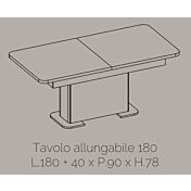 Tavolo moderno allungabile L.180, bianco lucido e grigio basalto