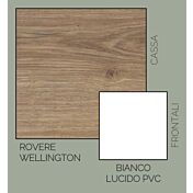 Tavolo moderno allungabile L.180, bianco lucido e rovere wellington