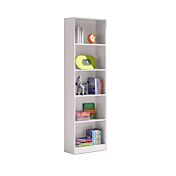 Libreria alta moderna, 4 ripiani, finitura bianco opaco