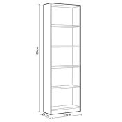 Libreria alta moderna, 4 ripiani, finitura rosa