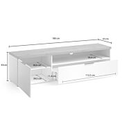 Porta TV moderno L.180 cm finitura Bianco laccato lucido e Castagno