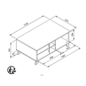 dettagli misure Tavolino basso, finitura Rovere Oak e Antracite 