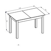 dettagli misure Tavolo allungabile stile nordico, finitura Quercia 120 x 70