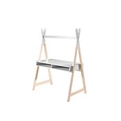 Scrivania per camerette stile nordico, finitura Bianco e Pino massello