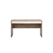 Scrivania moderna da ufficio finitura Rovere e Bianco laccato, Made in Italy