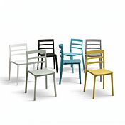 Sedia in polipropilene colorata impilabile, 6 colori per interno ed esterno