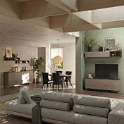 Soggiorno moderno Bronzo e Mercure, con madia, tavolo e porta tv