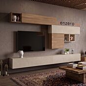 Parete attrezzata sospesa, Mercure e Argilla, design moderno