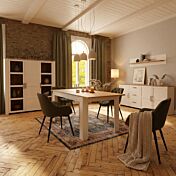 Soggiorno moderno, completo, finitura Rovere neve e Rovere riviera