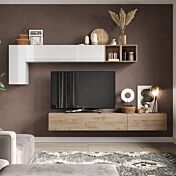 soggiorno sospeso legno e bianco