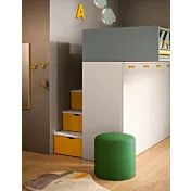 Letto a castello Level Smart, Frassino bianco, Ocra e Cemento