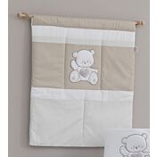 Culla Mr.Bear bianca e choco con ruote, decori con orsetti