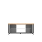 Tavolino con ripiano vetro, finitura Rovere e Grigio