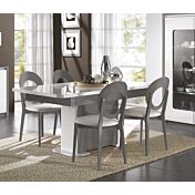 Tavolo moderno allungabile L.180, bianco lucido e grigio basalto