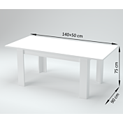 Tavolo moderno per interni, completo di allunga, finitura Larice Bianco L.140