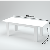 Tavolo moderno completo di allunga colore bianco lucido