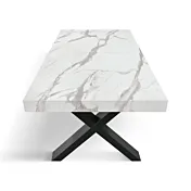 Tavolo allungabile finitura marmo bianco statuario con 2 allunghe da 40 cm