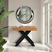  Tavolo consolle con piano in nobilitato finitura rovere rustico 