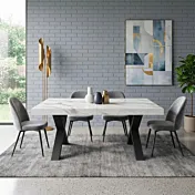 Tavolo allungabile con piano finitura Marmo Bianco