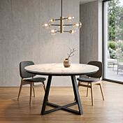 Tavolo di design con piano rotondo, finitura Marmo Bianco