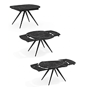 Tavolo rotante allungabile con base in metallo finitura Marmo Nero opaco